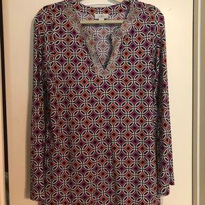🌺 LOFT long sleeve geo beaded top L